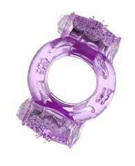 Фиолетовое виброкольцо с двумя вибропульками - 