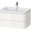 Duravit Happy D.2 Plus Тумба подвесная с умывальником 775х490х468 мм, с 1 отв под смесит, 2 ящика, выпуск и сифон в комплекте, цвет белый глянцевый HP4347O2222