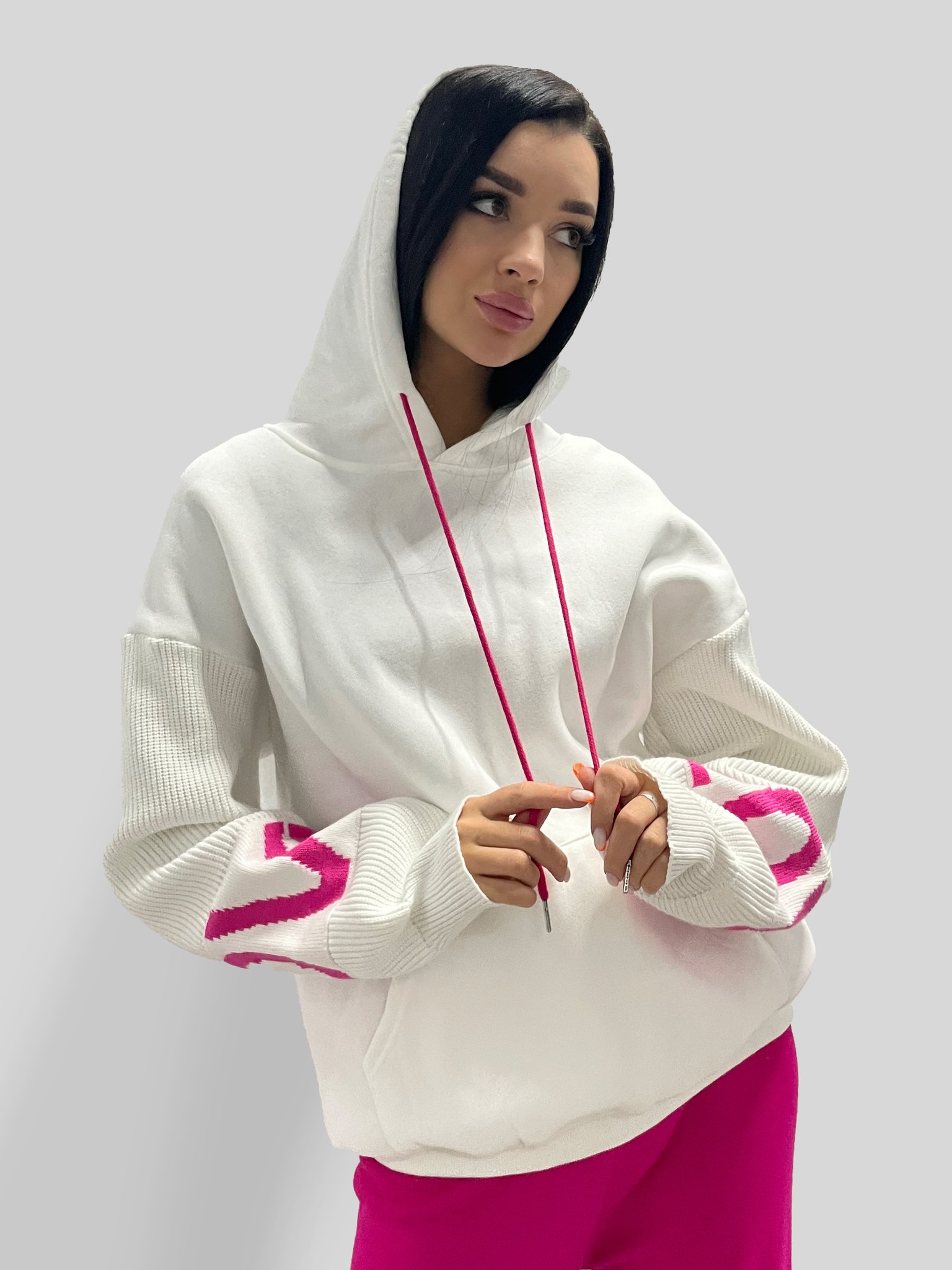 Толстовка Miss Diva 11032 удлиненная с трикотажными рукавами с яркой ...