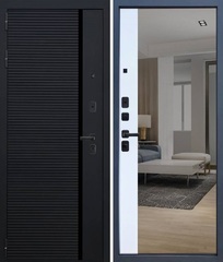 Входная дверь YoDoors-11 Черная шагрень/Черный муар - Velluto Bianco