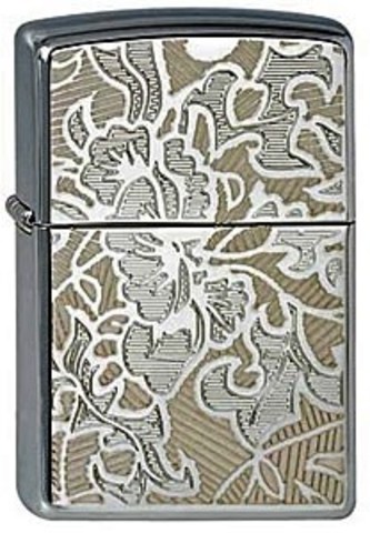 Зажигалка Zippo FLWR  с покрытием Black Ice, латунь/сталь, чёрная, глянцевая, 36х12х56 мм (150 FLWR) | Wenger-Victorinox.Ru