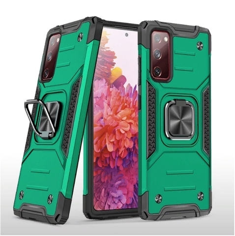 Противоударный чехол Strong Armour Case с кольцом для Samsung Galaxy S20 FE (Темно-зеленый)