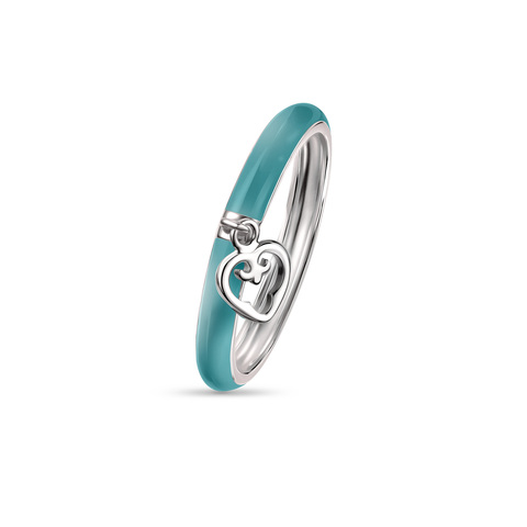 Ring Enamel Heart Rhodium