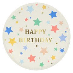Тарелки большие звёздные "Happy Birthday" 8 шт.