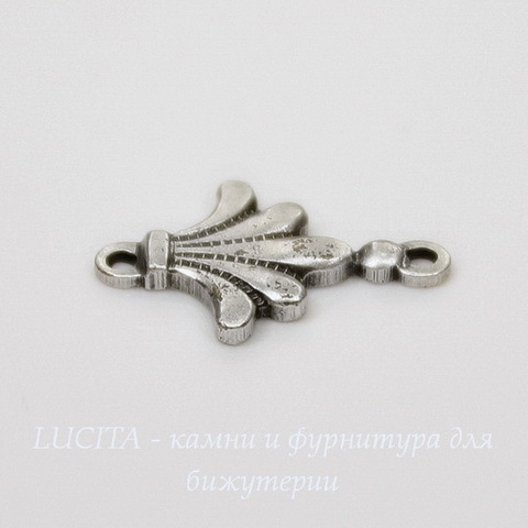 Винтажный декоративный элемент - коннектор "Fleur-de-Lys" (1-1) 15х10 мм (оксид серебра)