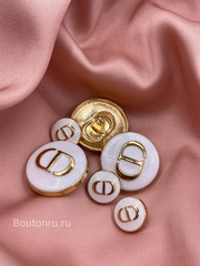Пуговицы Ди. золото белая эмаль