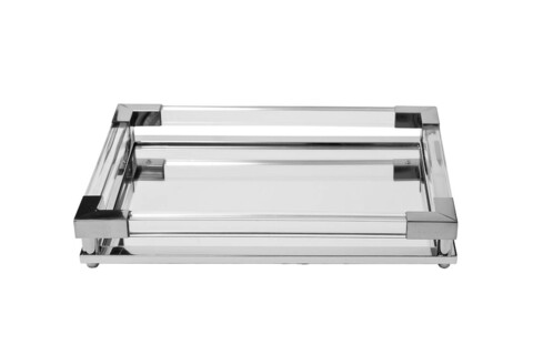 Поднос декоративный 40х30х5см Garda Decor серебряный