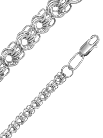 Браслет из серебра, плетение роза