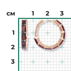 02-4490-00-204-1110-46 - Серьги-конго из золота с гранатами огранки октагон