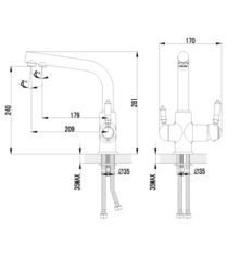 Смеситель для кухни с подключением к фильтру с питьевой водой LEMARK VILLA – LM4861B