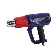 Строительный фен ПУЛЬСАР ФС 2000-2Д (2000Вт, 60-600*C, 300-500л/мин, ЖК-дисплей, 1кг, кейс + 4 насадки) (Арт. 792-544)