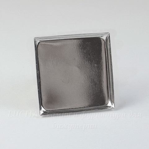 Основа для кольца с квадратным сеттингом 25х25 мм (цвет - платина)