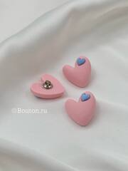 Пуговицы сердечки пластиковые розовые