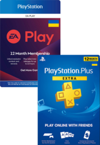 Playstation Store Украина комплект подписок: 12-месячная подписка PlayStation Экстра + EA Play 12-месячная подписка [услуга выкупа подписки в аккаунт PSN Украина]