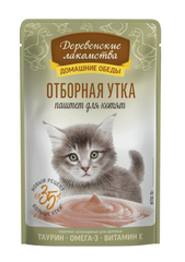 Деревенские Лакомства Пауч для котят Отборная Утка паштет, 70гр