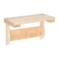 Полка с вешалкой, 3 рожка, 29х18х14 см, липа 
