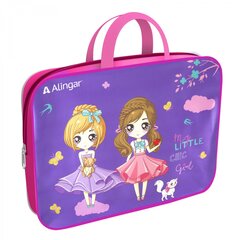 
          Папка с ручками 1 отделение, А4 260х340х80 мм, Alingar, ПВХ, ручки тесьма, дизайн с одной стороны, молния сверху, внутр. карман, "Модницы"