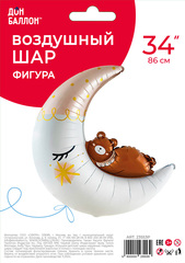 К Фигура, Мишка на месяце/луне, 36''/91 см, 1 шт. (В упаковке)