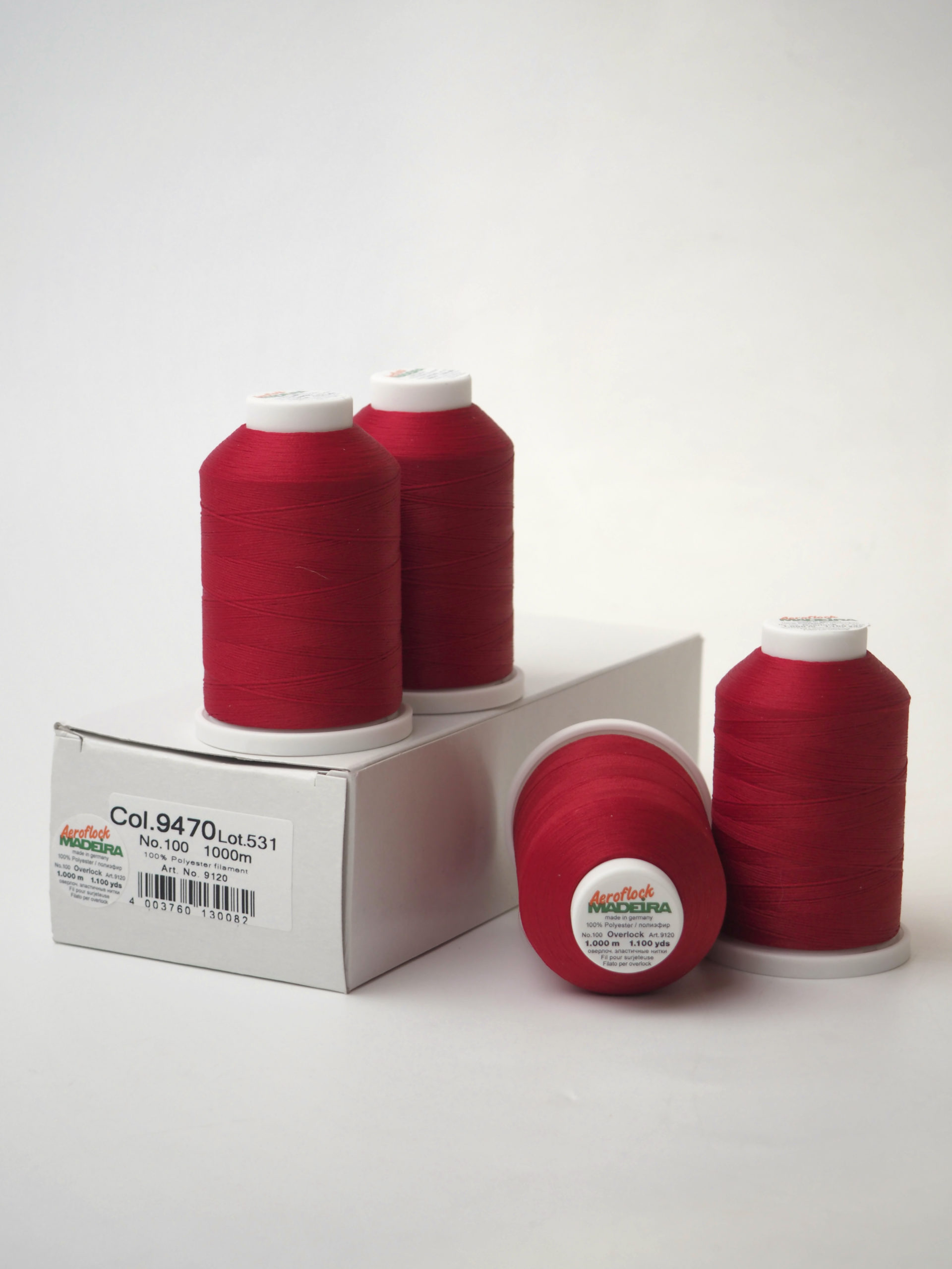 Нитки текстурированные для оверлока Madeira Aeroflock №100 Col. 9470 тёмно-красный (1000 м)