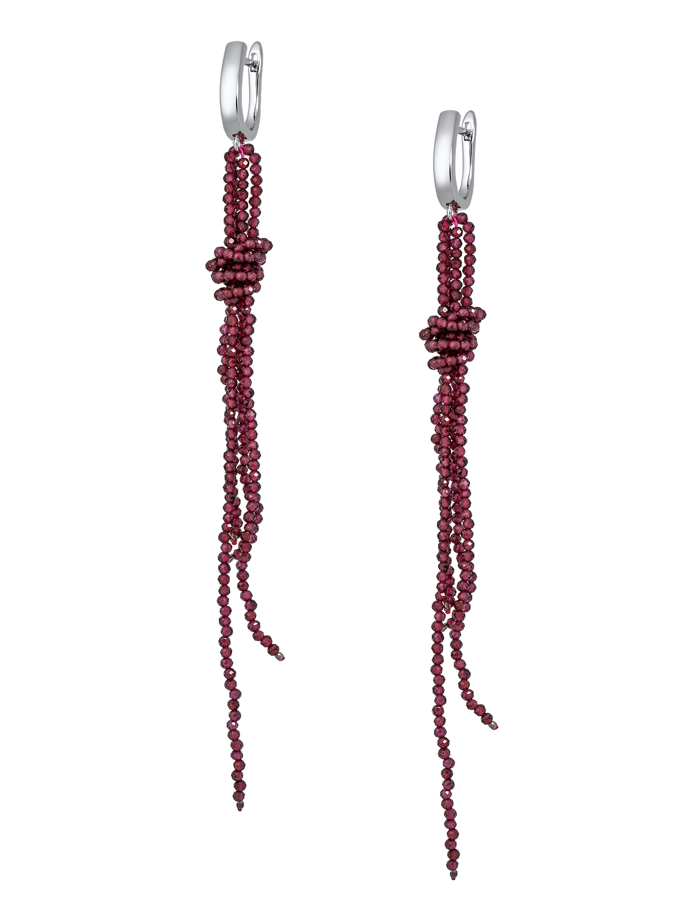 Длинные серьги висячие с гранатом