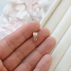 Бейл, держатель для кулона с фианитами, 4,8*7,2 мм, позолота, Б003