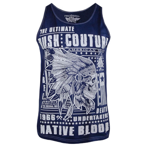 Rush Couture | Майка мужская INDIAN REBEL TANK TOP Dye Blue RC282 перед