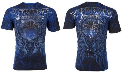 Xtreme Couture | Футболка мужская HONORABLE Navy Blue X1159 от Affliction перед и спина