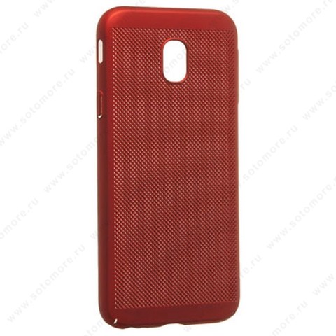 Накладка пластиковая перфорированная для Samsung Galaxy J3 J330 2017 красный
