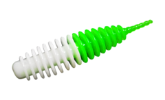 Силиконовые приманки Trout Bait Jumbo 50 (50 мм, цвет: Бело-зелёный, запах: чеснок, банка 12 шт.)