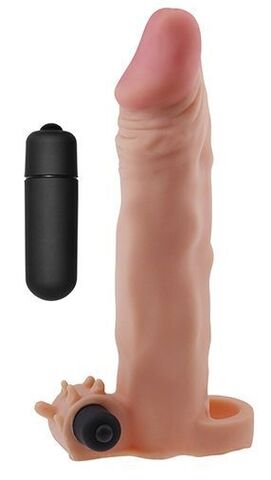 Реалистичная насадка на пенис с вибрацией и подхватом - 19 см. - Lovetoy LV1063 flesh