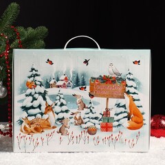 Коробка для адвент календаря "Акварельный лес",  малый, 39 х 29,5 х 2,9 см