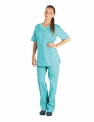 КОСТЮМ ШАРМ-Ю бирюза с салатовой отделкой