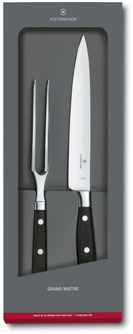 Набор ножей кухонных Victorinox Grand Maitre (7.7243.2) компл.:1шт вилка черный подар.коробка