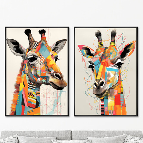 ArtNoMore - Набор из 2-х репродукций картин на холсте Giraffes, 2024г.
