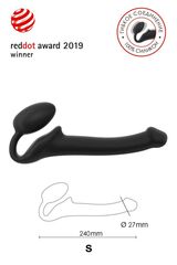 Черный безремневой страпон Silicone Bendable Strap-On S - 