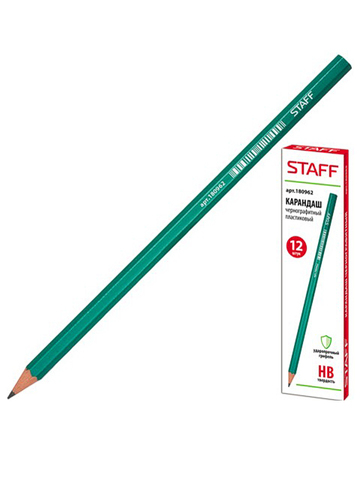 180962 карандаш ч/гр, пластиковый, заточенный (12шт.)