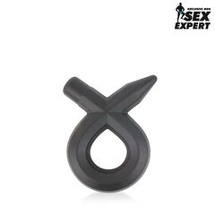 Черное силиконовое эрекционное кольцо Sex Expert - 