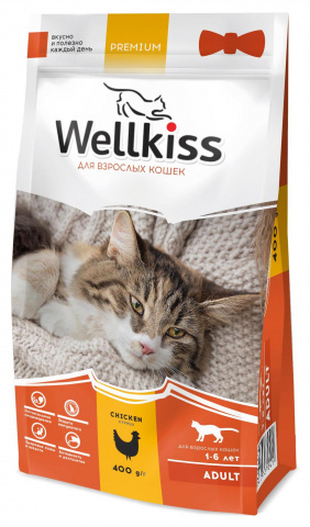 Wellkiss Adult корм для взрослых кошек, с курицей, 8,0 кг (Бельгия)