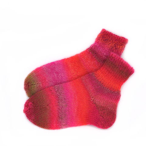 Вязаные детские носки из мериноса розовые - 24-26 размер