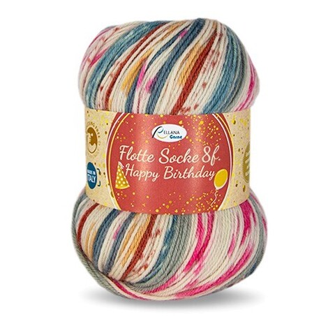 Rellana Flotte Socke Happy Birthday 8-ply 8082