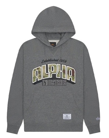 Толстовка Alpha Industries Alpha Camo Logo Hoodie Medium Charcoal Heather (Серый)