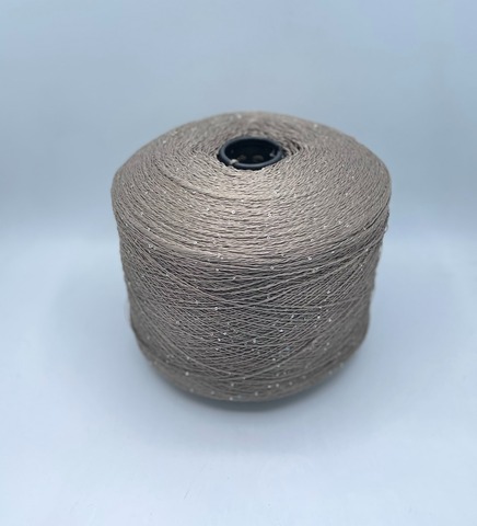 Бобинная пряжа (пр.Италия),Linette Pailletes, 450/100гр, 80% Лен, 20% Полиэстер(пайетка), цвет-Бронза+пайетка. арт.36736