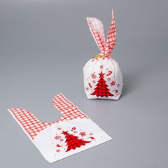 Пакет полипропиленовый, с ушками, Новогодняя елка красная, 13,5*22 см, 10 шт.