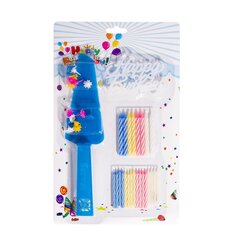 
          Набор свечей для торта Alingar, 5,5 см - 16 шт., 6,5 см - 8 шт., с подставками, "Яркое ассорти", лопатка для торта и топпер в наборе