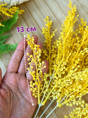 Букет весенний, мимоза, искусственная зелень, цвет Желтый, слегка пушистый, 40 см, набор 2 букета