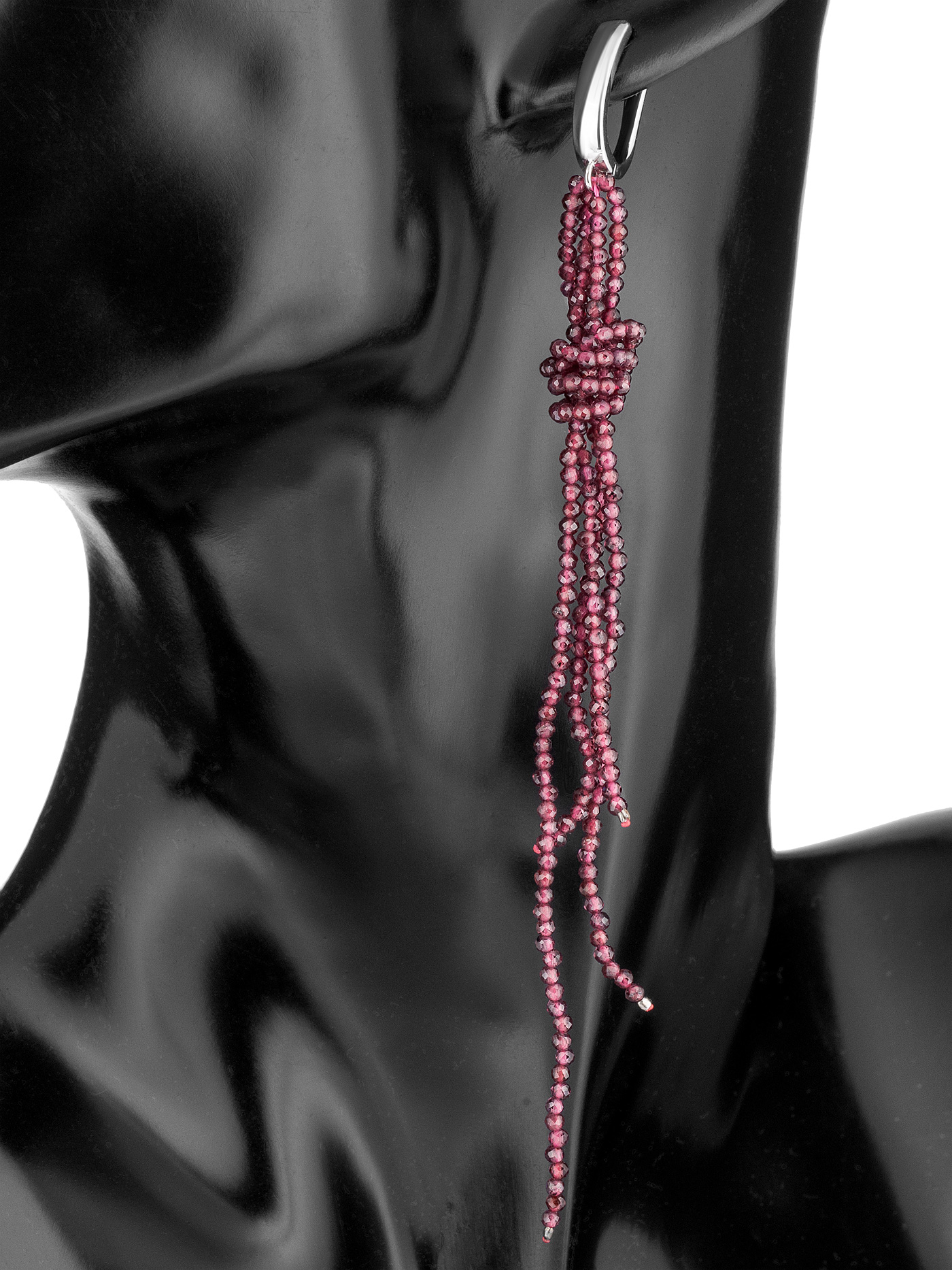 Длинные серьги висячие с гранатом