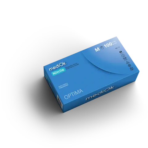 Перчатки нитриловые MediOk цвет Оптима (голубой) Xs