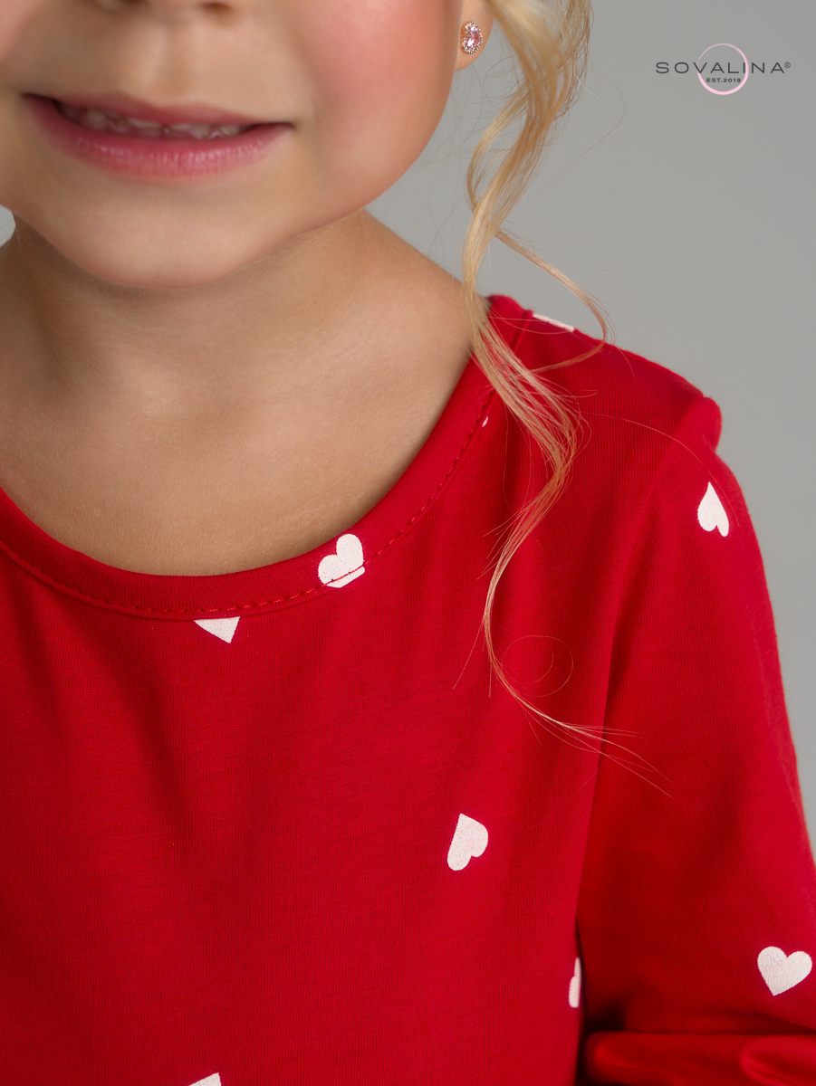 Платье Моана белые сердца на красном УЦЕНКА