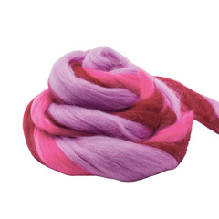 Шерсть для валяния "ТРО", полутонкая шерсть, 100г, винный/мальва/св.фиалка