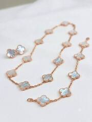 Браслет VCA коллекция Alhambra 5 мотивов клевер c перламутром rose VGOLD